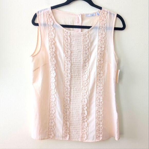 Halogen Tops - Halogen Blush Pink Peach Sleeveless Cotton Silk Blouse Size Medium